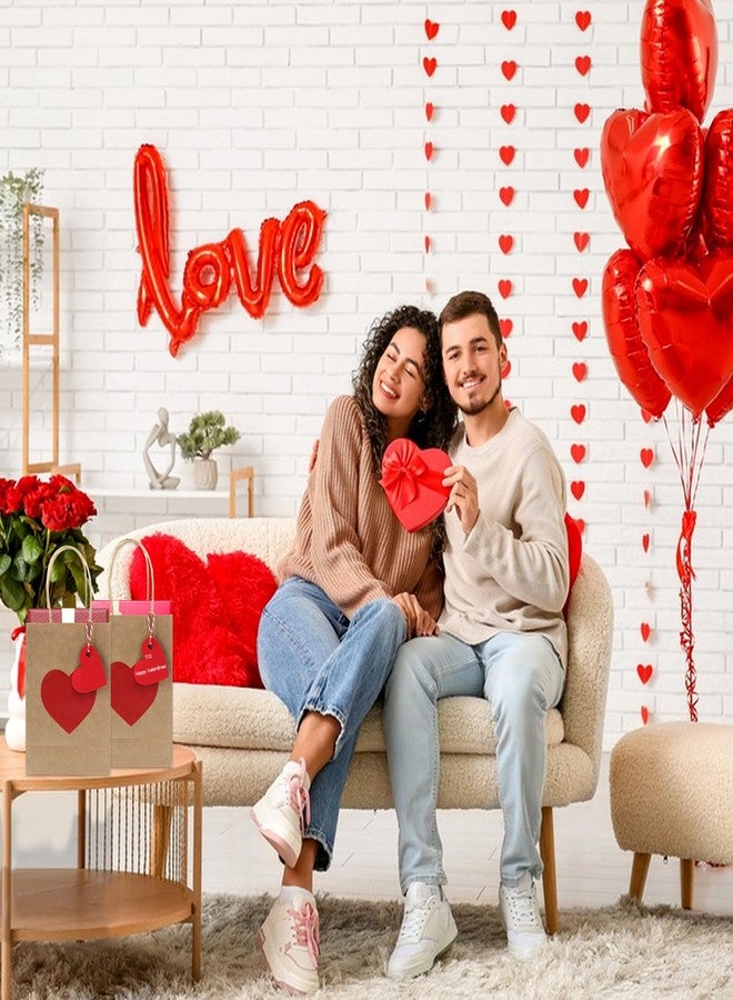 Jangostor 12 Pack Valentines Day Gift Bags with Tags Valentines Kraft Paper Bags Valentines Candy Bags with Handles Heart Love Party Favor Bags for Valentine's Day Wedding Anniversary Birthday Party - Image 5